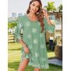 image:imageZeagoo Womens Boho Dresses Casual Beach Summer Dress Tassel Tie Neck 34 Long Sleeve Mini Sundress 2026 Floral Print Cover UpGreen Mz915