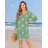 image:imageZeagoo Womens Boho Dresses Casual Beach Summer Dress Tassel Tie Neck 34 Long Sleeve Mini Sundress 2026 Floral Print Cover UpGreen Mz915