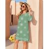 image:imageZeagoo Womens Boho Dresses Casual Beach Summer Dress Tassel Tie Neck 34 Long Sleeve Mini Sundress 2026 Floral Print Cover UpGreen Mz915