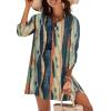 image:imageZeagoo Womens Boho Dresses Casual Beach Summer Dress Tassel Tie Neck 34 Long Sleeve Mini Sundress 2026 Floral Print Cover UpKhaki Cx289