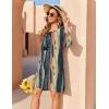 image:imageZeagoo Womens Boho Dresses Casual Beach Summer Dress Tassel Tie Neck 34 Long Sleeve Mini Sundress 2026 Floral Print Cover UpKhaki Cx289