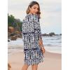 image:imageZeagoo Womens Boho Dresses Casual Beach Summer Dress Tassel Tie Neck 34 Long Sleeve Mini Sundress 2026 Floral Print Cover UpNavy Mz908