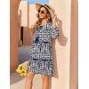 image:imageZeagoo Womens Boho Dresses Casual Beach Summer Dress Tassel Tie Neck 34 Long Sleeve Mini Sundress 2026 Floral Print Cover UpNavy Mz908