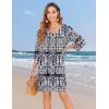 image:imageZeagoo Womens Boho Dresses Casual Beach Summer Dress Tassel Tie Neck 34 Long Sleeve Mini Sundress 2026 Floral Print Cover UpNavy Mz908