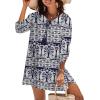 image:imageZeagoo Womens Boho Dresses Casual Beach Summer Dress Tassel Tie Neck 34 Long Sleeve Mini Sundress 2026 Floral Print Cover UpNavy Mz908