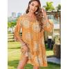image:imageZeagoo Womens Boho Dresses Casual Beach Summer Dress Tassel Tie Neck 34 Long Sleeve Mini Sundress 2026 Floral Print Cover UpOrange Cx294