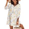 image:imageZeagoo Womens Boho Dresses Casual Beach Summer Dress Tassel Tie Neck 34 Long Sleeve Mini Sundress 2026 Floral Print Cover UpWhite Xh403