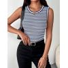image:imageZeagoo Womens Sleeveless Crewneck Ribbed Tank Tops Casual Basic Summer Top Slim Fitted Racerback ShirtsNavy White Stripe