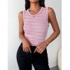 image:imageZeagoo Womens Sleeveless Crewneck Ribbed Tank Tops Casual Basic Summer Top Slim Fitted Racerback ShirtsRose Pink Stripe