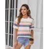 image:imageZeagoo Womens Tops Casual Oversized Short Sleeve Sweatshirt Summer Striped Shirt Crewneck Pullover Loose T Shirts BlouseColor Stripes 1