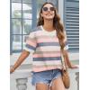 image:imageZeagoo Womens Tops Casual Oversized Short Sleeve Sweatshirt Summer Striped Shirt Crewneck Pullover Loose T Shirts BlouseColor Stripes 1