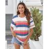 image:imageZeagoo Womens Tops Casual Oversized Short Sleeve Sweatshirt Summer Striped Shirt Crewneck Pullover Loose T Shirts BlouseColor Stripes 2