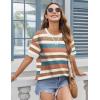 image:imageZeagoo Womens Tops Casual Oversized Short Sleeve Sweatshirt Summer Striped Shirt Crewneck Pullover Loose T Shirts BlouseColor Stripes 3