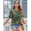 image:imageZeagoo Womens Tops Casual Oversized Short Sleeve Sweatshirt Summer Striped Shirt Crewneck Pullover Loose T Shirts BlouseGreen Floral