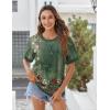 image:imageZeagoo Womens Tops Casual Oversized Short Sleeve Sweatshirt Summer Striped Shirt Crewneck Pullover Loose T Shirts BlouseGreen Floral