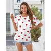 image:imageZeagoo Womens Tops Casual Oversized Short Sleeve Sweatshirt Summer Striped Shirt Crewneck Pullover Loose T Shirts BlouseHeart Floral