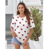 image:imageZeagoo Womens Tops Casual Oversized Short Sleeve Sweatshirt Summer Striped Shirt Crewneck Pullover Loose T Shirts BlouseHeart Floral
