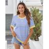 image:imageZeagoo Womens Tops Casual Oversized Short Sleeve Sweatshirt Summer Striped Shirt Crewneck Pullover Loose T Shirts BlouseLight Blue