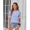 image:imageZeagoo Womens Tops Casual Oversized Short Sleeve Sweatshirt Summer Striped Shirt Crewneck Pullover Loose T Shirts BlouseLight Blue
