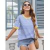 image:imageZeagoo Womens Tops Casual Oversized Short Sleeve Sweatshirt Summer Striped Shirt Crewneck Pullover Loose T Shirts BlouseLight Blue