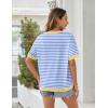 image:imageZeagoo Womens Tops Casual Oversized Short Sleeve Sweatshirt Summer Striped Shirt Crewneck Pullover Loose T Shirts BlouseLight Blue