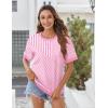 image:imageZeagoo Womens Tops Casual Oversized Short Sleeve Sweatshirt Summer Striped Shirt Crewneck Pullover Loose T Shirts BlousePink Stripes