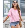 image:imageZeagoo Womens Tops Casual Oversized Short Sleeve Sweatshirt Summer Striped Shirt Crewneck Pullover Loose T Shirts BlousePink Stripes