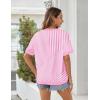 image:imageZeagoo Womens Tops Casual Oversized Short Sleeve Sweatshirt Summer Striped Shirt Crewneck Pullover Loose T Shirts BlousePink Stripes