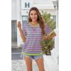 image:imageZeagoo Womens Tops Casual Oversized Short Sleeve Sweatshirt Summer Striped Shirt Crewneck Pullover Loose T Shirts BlousePinkgreen