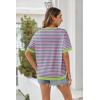 image:imageZeagoo Womens Tops Casual Oversized Short Sleeve Sweatshirt Summer Striped Shirt Crewneck Pullover Loose T Shirts BlousePinkgreen