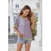 image:imageZeagoo Womens Tops Casual Oversized Short Sleeve Sweatshirt Summer Striped Shirt Crewneck Pullover Loose T Shirts BlousePinkgreen
