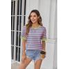 image:imageZeagoo Womens Tops Casual Oversized Short Sleeve Sweatshirt Summer Striped Shirt Crewneck Pullover Loose T Shirts BlousePinkgreen