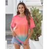 image:imageZeagoo Womens Tops Casual Oversized Short Sleeve Sweatshirt Summer Striped Shirt Crewneck Pullover Loose T Shirts BlouseRainbow Floral