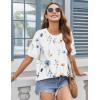 image:imageZeagoo Womens Tops Casual Oversized Short Sleeve Sweatshirt Summer Striped Shirt Crewneck Pullover Loose T Shirts BlouseWhite Floral