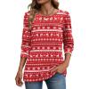 image:imageZeagoo Long Sleeve Shirts for Women Casual Fall Fashion Crewneck Pleated Tunic Tops Work Outfit BlouseChristmas Red 142
