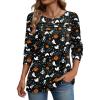 image:imageZeagoo Long Sleeve Shirts for Women Casual Fall Fashion Crewneck Pleated Tunic Tops Work Outfit BlouseHalloween Black