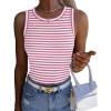 image:imageZeagoo Womens Sleeveless Crewneck Ribbed Tank Tops Casual Basic Summer Top Slim Fitted Racerback ShirtsRose Pink Stripe