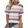 image:imageZeagoo Womens Tops Casual Oversized Short Sleeve Sweatshirt Summer Striped Shirt Crewneck Pullover Loose T Shirts BlouseColor Stripes 1