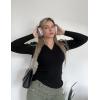 image:imageZeagoo Womens 2026 Sweater Tops Long Sleeve V Neck Ribbed Knit Slim Fitted Casual Work Basic Shirts SXXLBlack