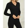 image:imageZeagoo Womens 2026 Sweater Tops Long Sleeve V Neck Ribbed Knit Slim Fitted Casual Work Basic Shirts SXXLBlack