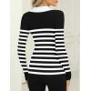 image:imageZeagoo Womens 2026 Sweater Tops Long Sleeve V Neck Ribbed Knit Slim Fitted Casual Work Basic Shirts SXXLBlack White Stripe
