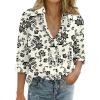 image:imageZeagoo Womens Cotton Linen Button Down Shirts Loose Fit Long Sleeve Collared Blouse Casual V Neck Tops Outfits S3XLSf335