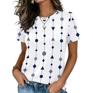 image:imageZeagoo Womens Tshirt Short Sleeve Summer Tops Crewneck Casual Basic Tee Shirts Spring Clothes Trendy OutfitZ Geometric White 599