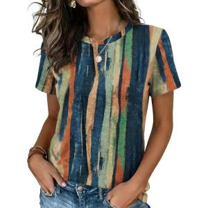 image:imageZeagoo Womens Tshirt Short Sleeve Summer Tops Crewneck Casual Basic Tee Shirts Spring Clothes Trendy OutfitZ Stripes Multicolor 289