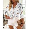 image:imageZeagoo Button Down Shirts for Women 34 Sleeve Tops V Neck Collared Blouses Business Casual OutfitsDw170