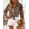 image:imageZeagoo Button Down Shirts for Women 34 Sleeve Tops V Neck Collared Blouses Business Casual OutfitsMz721