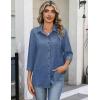 image:imageZeagoo Button Down Shirts for Women 34 Sleeve Tops V Neck Collared Blouses Business Casual OutfitsNavy Blue