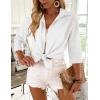 image:imageZeagoo Button Down Shirts for Women 34 Sleeve Tops V Neck Collared Blouses Business Casual OutfitsWhite