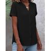 image:imageZeagoo Button Down Shirts for Women Short Sleeve Tops V Neck Collar Blouses Business Casual OutfitsBlack