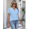 image:imageZeagoo Button Down Shirts for Women Short Sleeve Tops V Neck Collar Blouses Business Casual OutfitsLight Blue